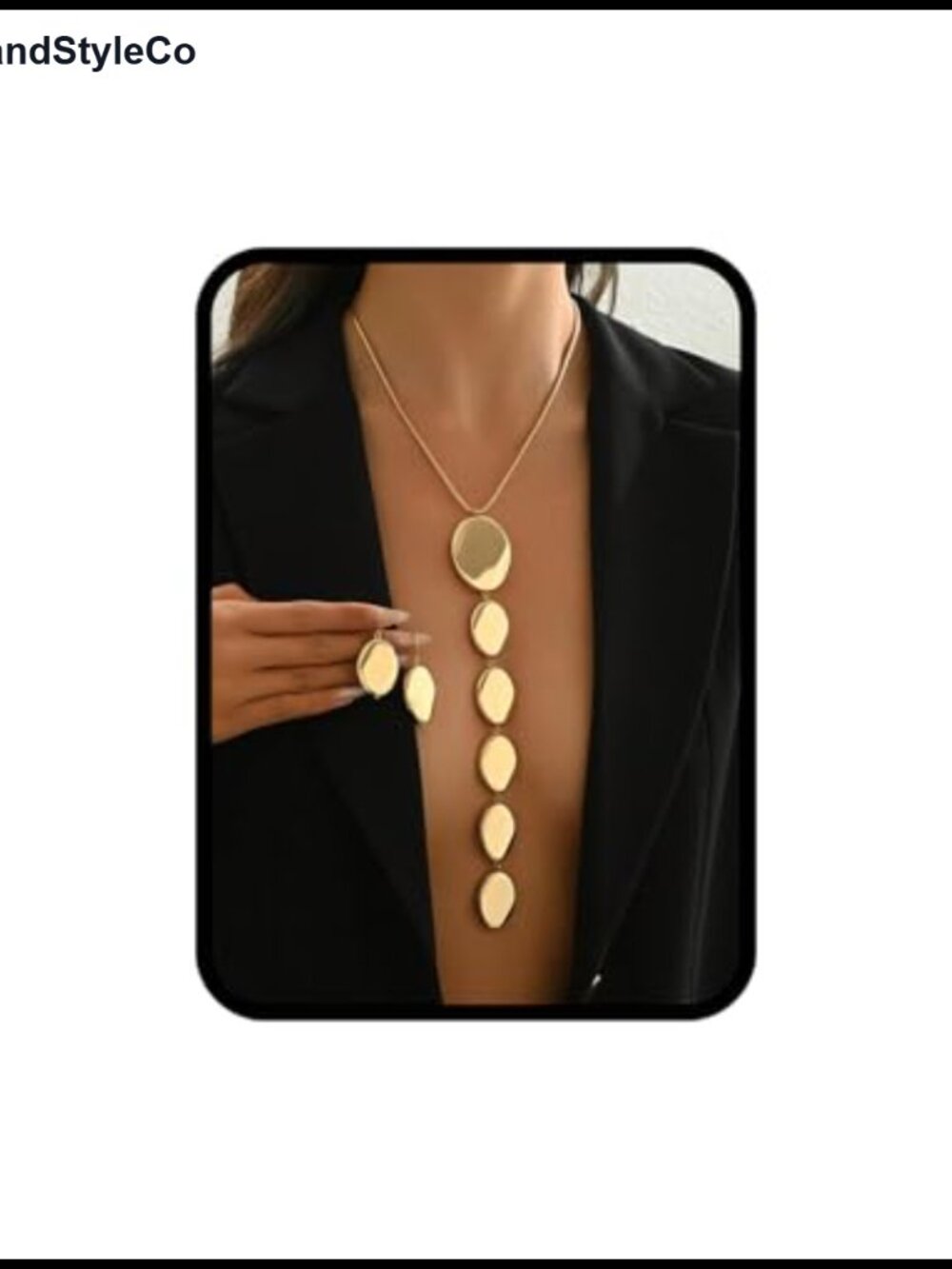 Gold Statement Necklace and Earrings Set Geometric Y-Necklace for Women